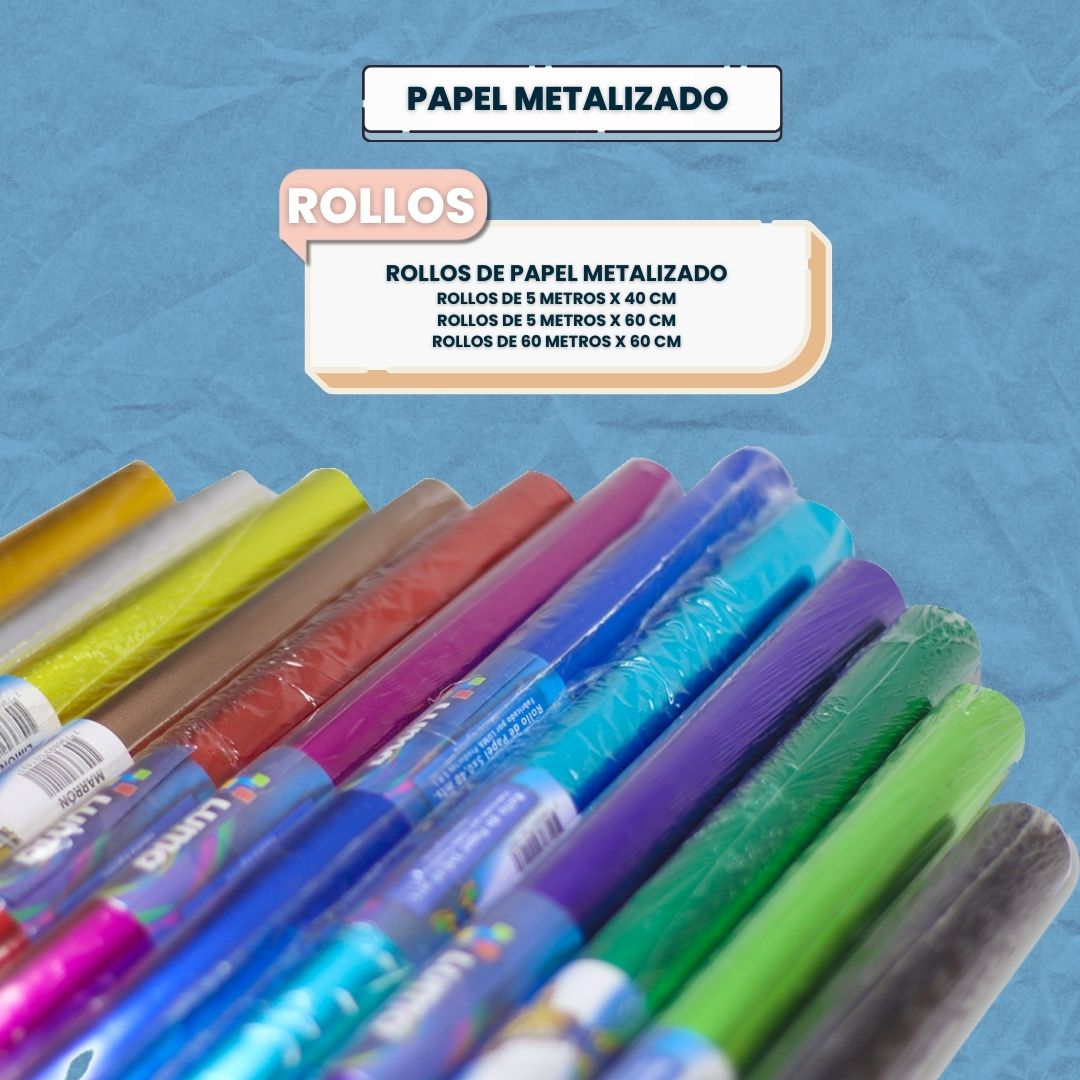 Rollo de Papel Metalizado Rollo 20 mts. x 60 cm.