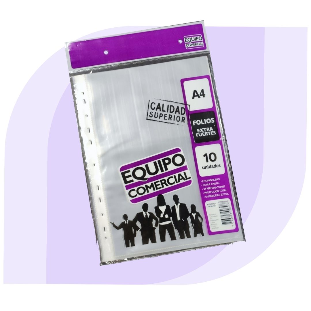Folio Polipropileno Extra Fuerte Oficio x 10 unidades
