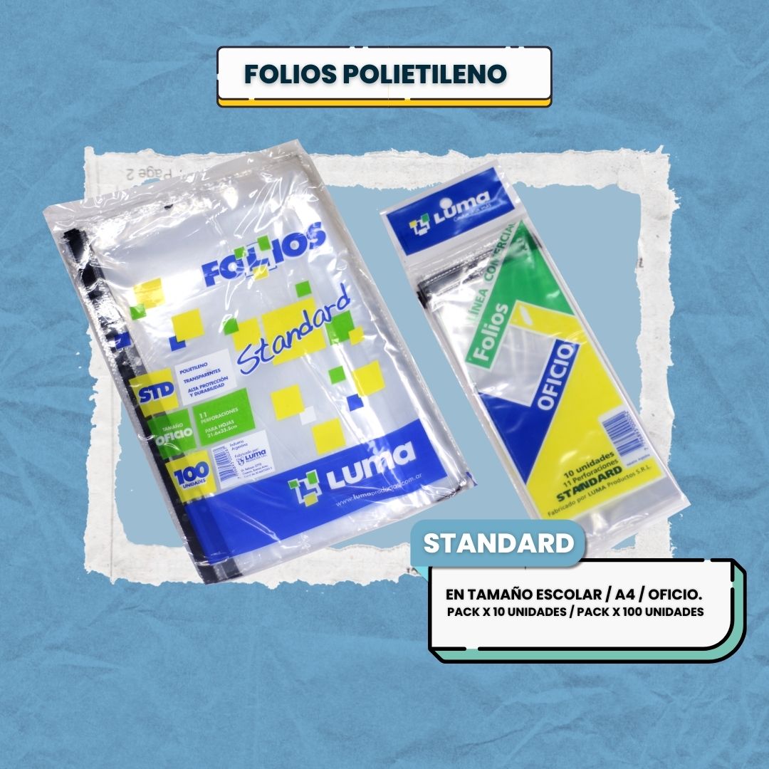 Folios Polietileno Standard A4 x 10 unidades
