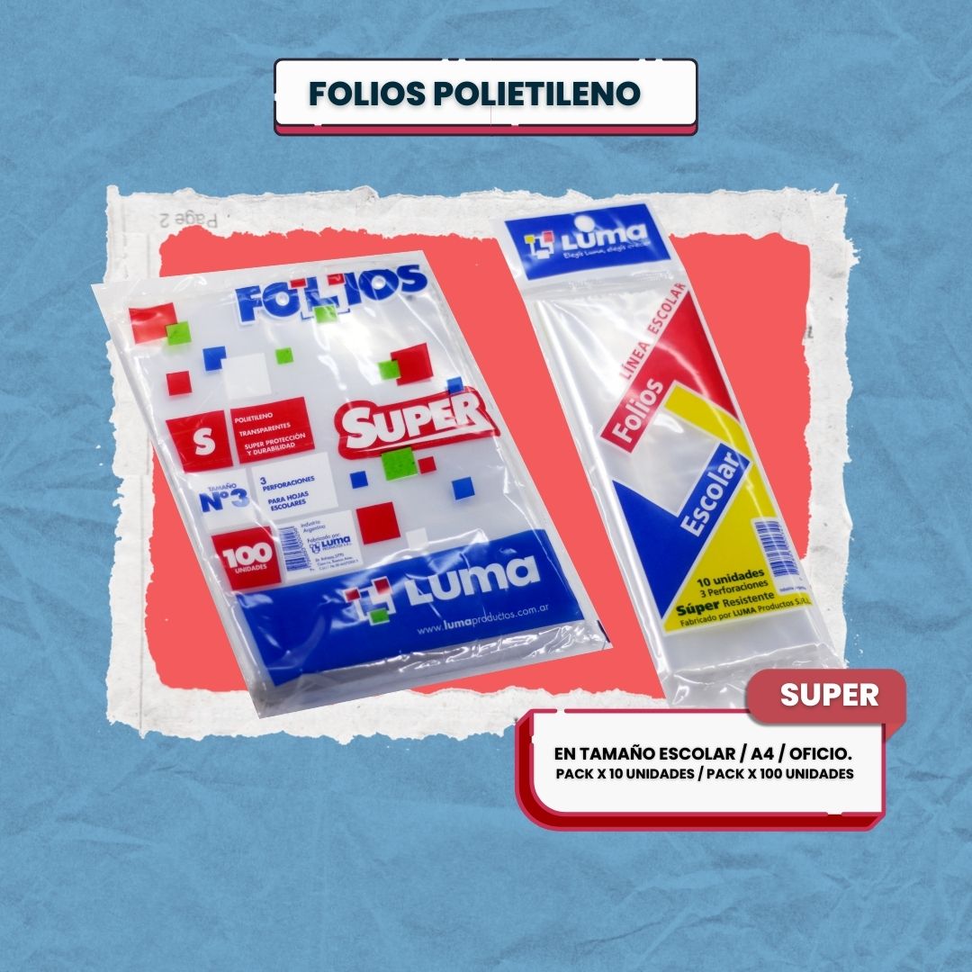 Folios Polietileno Super Oficio x 10 unidades