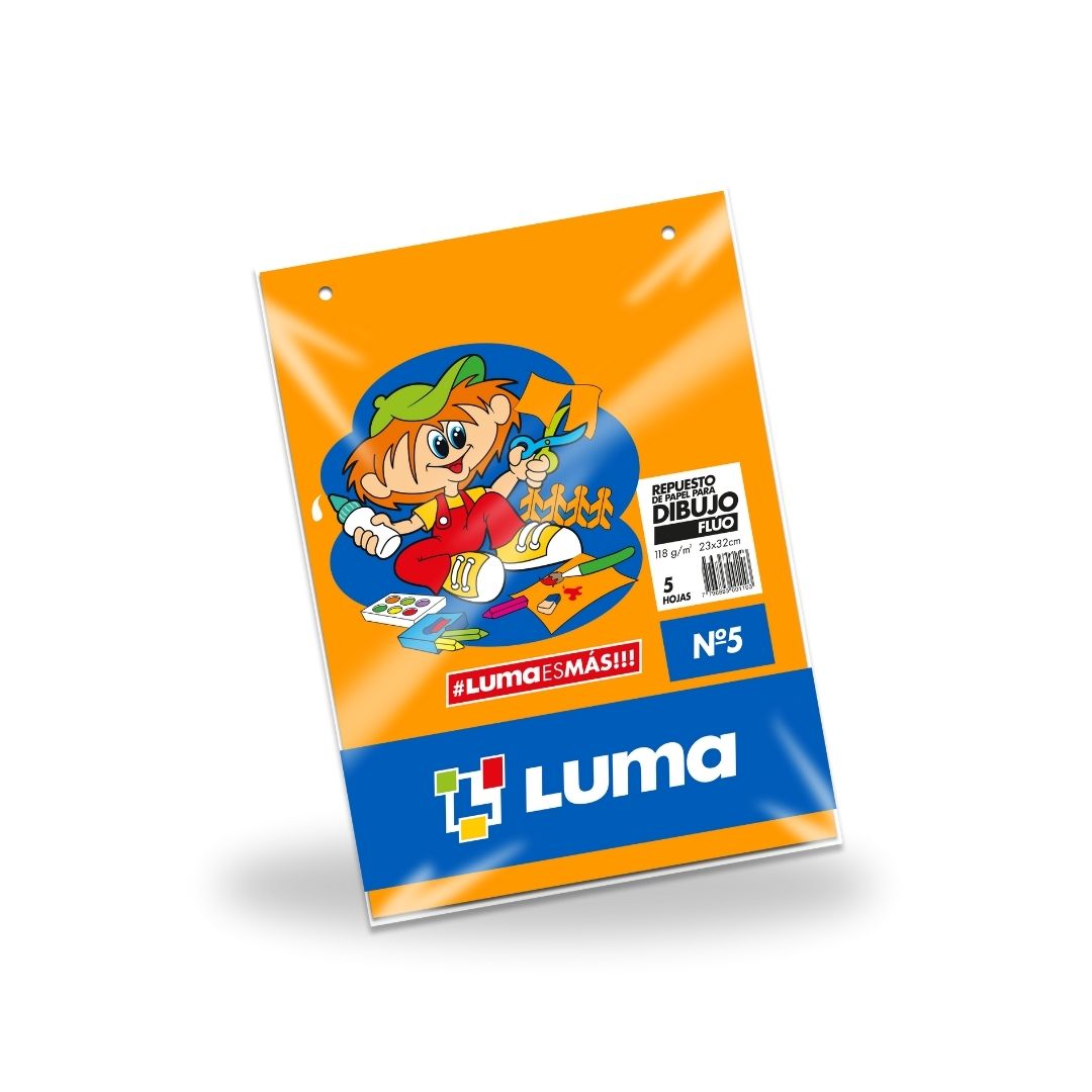 Repuesto Papel de Dibujo N° 5 Flúo - Preforac. Apaisados o Altos