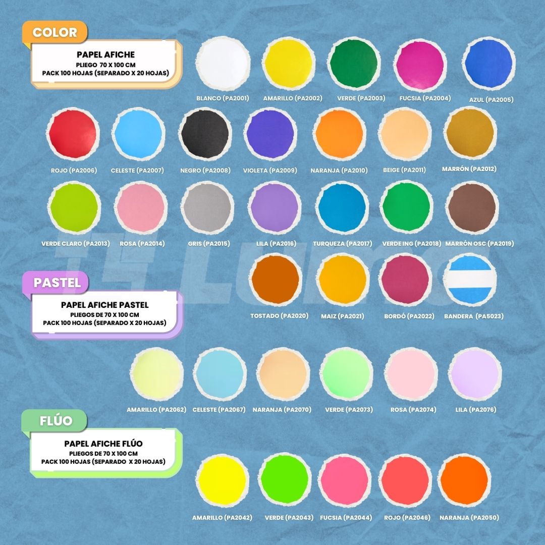 Papel Afiche Colores Flúo